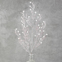 Faux Silver Glittered Winter Berry and Twig Spray
