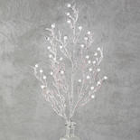 Faux Silver Glittered Winter Berry and Twig Spray