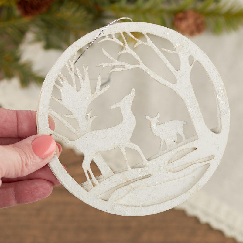 Rustic White Woodland Deer Ornament - Christmas Ornaments - Christmas ...
