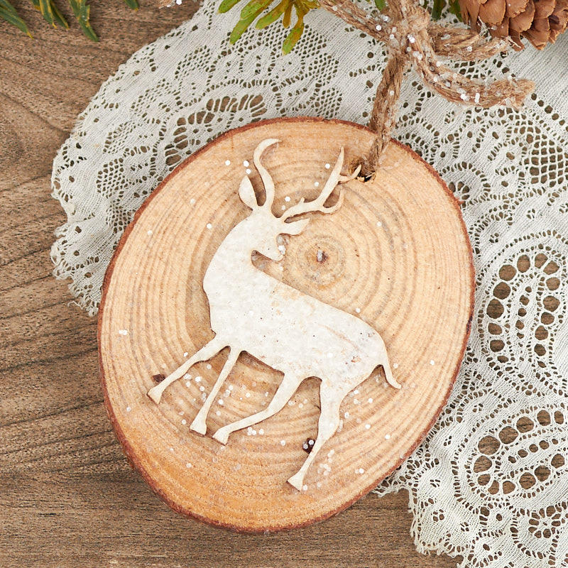 Buck White Wood Slice Christmas Ornament - Christmas ...
