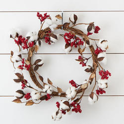 Red Berry and Cotton Wreath