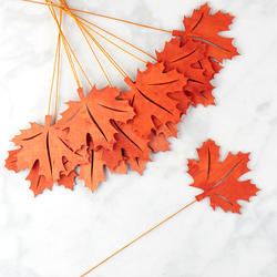 Orange Wood Maple Leaf Picks