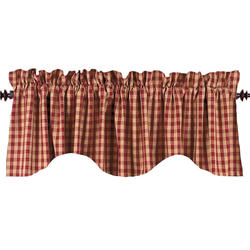 Heritage House Check Scalloped Valance Barn Red