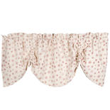 Snowflakes White and Red Gathered Valance