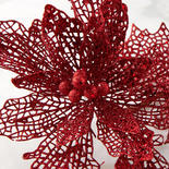 Red Glitter Lace Poinsettia Stem