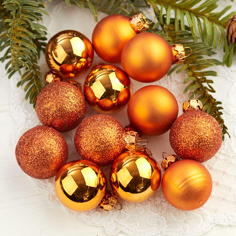 Miniature Copper Christmas Ball Ornaments - Christmas Miniatures ...