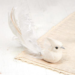 White Fancy Curly Tail Artificial Bird