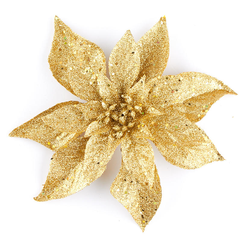 Gold Glittered Artificial Poinsettia - Christmas Holiday Florals ...