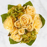 Yellow and Green Hydrangea and Rose Standing Bouquet