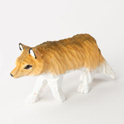 Carved Wooden Walking Wolf
