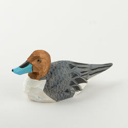 Gray Carved Wooden Duck