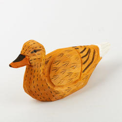 Orange Carved Wooden Duck
