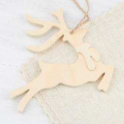 Unfinished Wood Flying Reindeer Ornament
