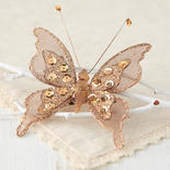 Brown Sequined Artificial Butterfly