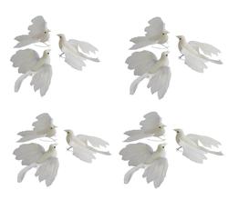 Flocked White Artificial Doves