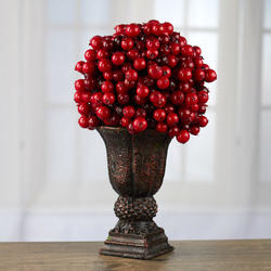 Red Artificial Berry Topiary Planter