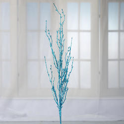 Blue Glittered Artificial Twig Spray