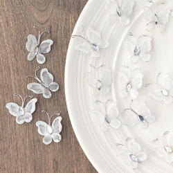 Miniature White Nylon Butterflies