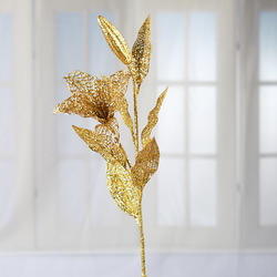 Gold Glitter Artificial Tiger Lily Stem