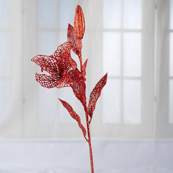 Red Glitter Artificial Tiger Lily Stem