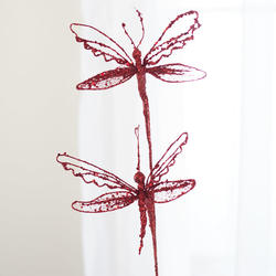 Red Glittered Artificial Dragonfly Spray