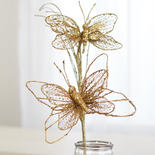 Gold Glittered Artificial Butterfly Spray