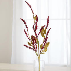 Red and Green Glittered Artificial Amaranth Spray