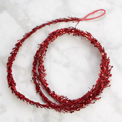 Red Glittered Feather and Grass Garland