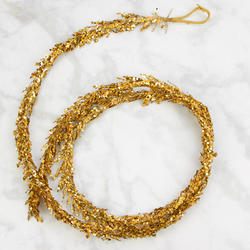 Glittery Gold Feather and Grass Garland