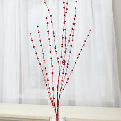 Red Glittered Berry Twig Spray