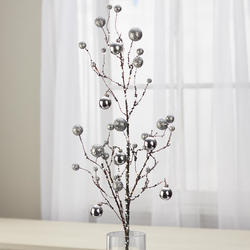 Silver Glittered Artificial Twig and Berry Spray