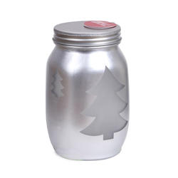 Silver Christmas Tree Mason Jar with Lights