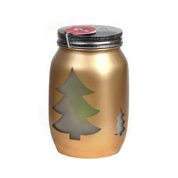 Gold Christmas Tree Mason Jar with Lights