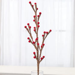 Homespun Jute Twig and Red Artificial Berry Spray
