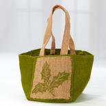 Green Burlap Holly Leaf Gift Bag