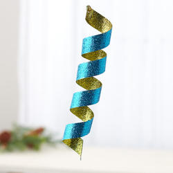 Blue and Green Glittered Spiral Ornament