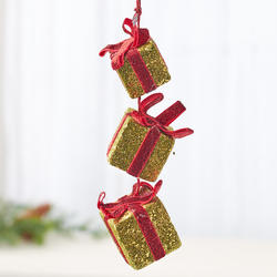 Gold and Red Glittered Gift Packages Ornament