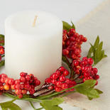 Dark Orange Fall Berry and Leaf Candle Ring