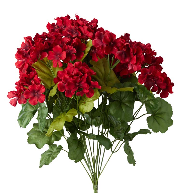 Red Artificial Geranium Bush - Bushes + Bouquets - Floral Supplies ...