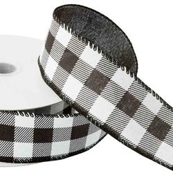Black and White Gingham Wired Ribbon
