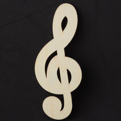 Unfinished Wood Treble Clef Note Cutout