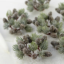 Weatherproof Artificial Pine and Pinecone Candle Rings