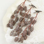 Hanging Snowy Faux Pinecone Stems with Clip