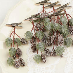 Hanging Faux Snowy Pine Stems with Clips