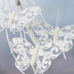 White Artificial Butterflies