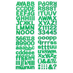 Green Block Font Letter and Numbers Stickers