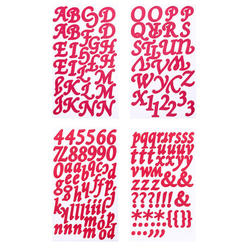 Red Serif Font Letter and Numbers Stickers
