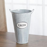 Whitewashed "Grow" French Flower Bucket