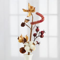 Rustic Candy Cane and Cotton Floral Spray
