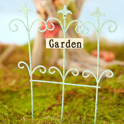 Miniature Teal "Garden" Sign Fence